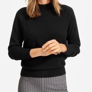 Everlane The Cashmere Crop Mockneck Sweater 100% Cashmere in Black